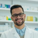 Portrait of a handsome pharmacist working in a pharmacy